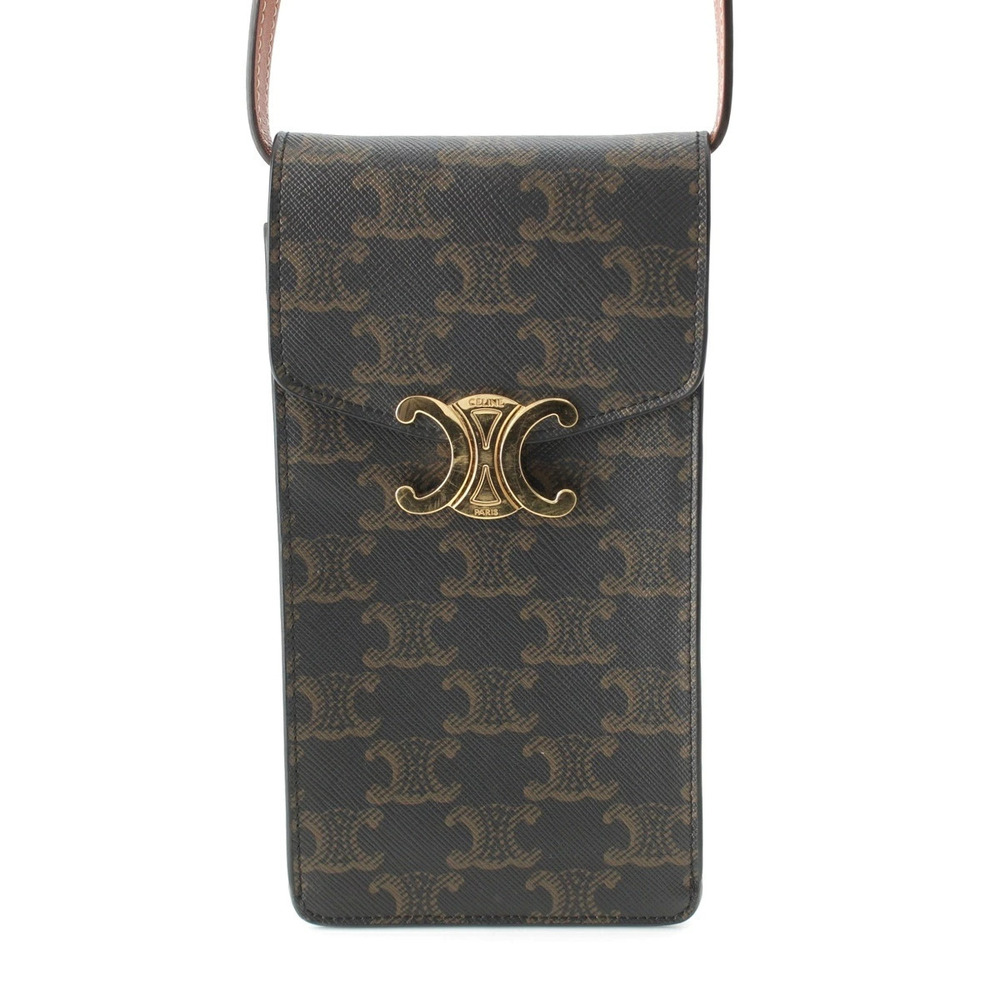 Celine Triomphe Phone Shoulder Bag Brown
